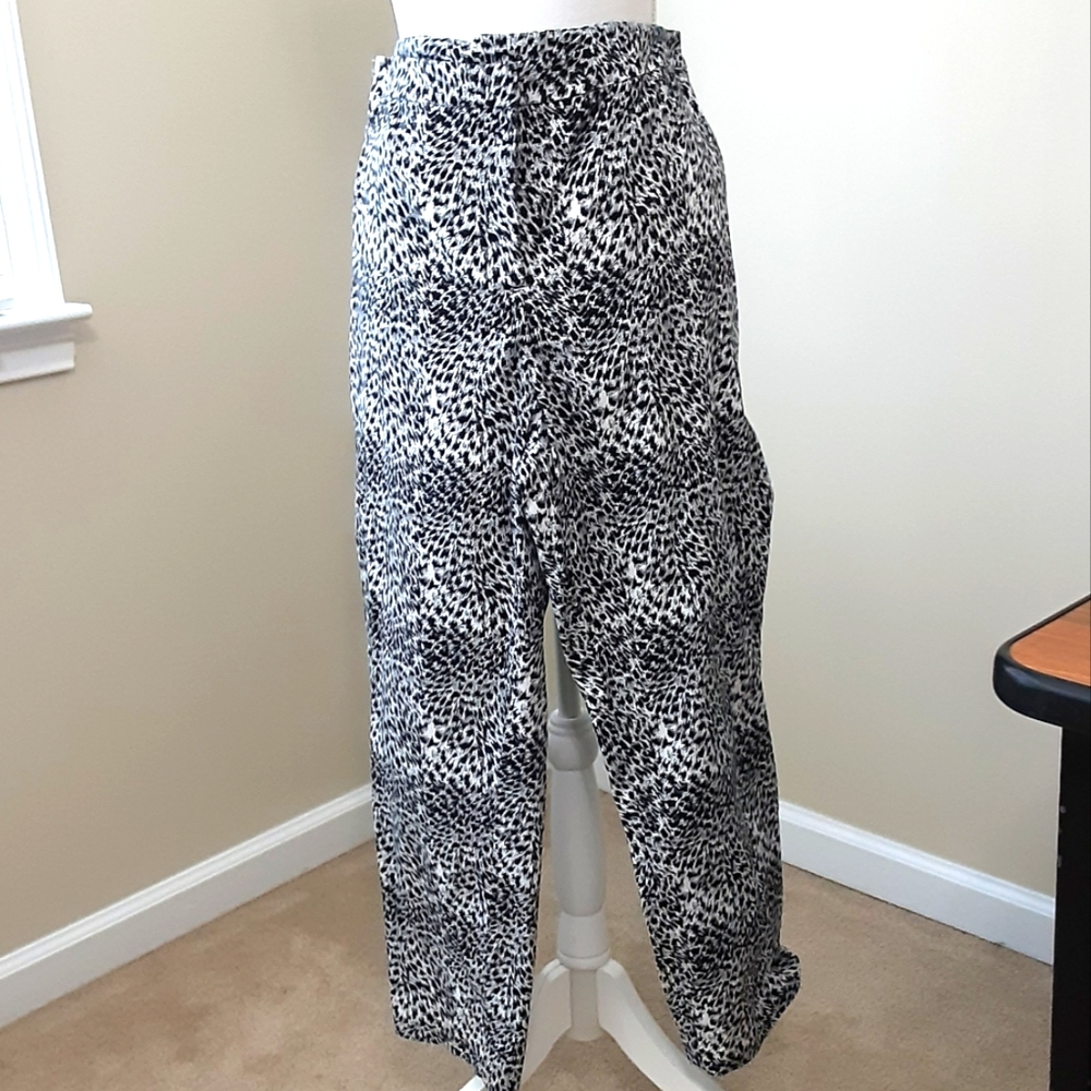 Black & White Straight Leg Printed Pants